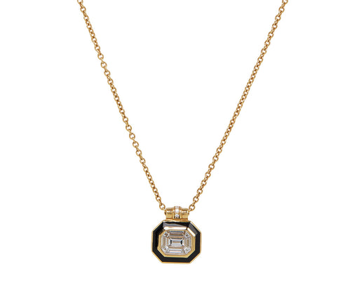 Black Cabot Minor Enamel and Diamond Pendant Necklace