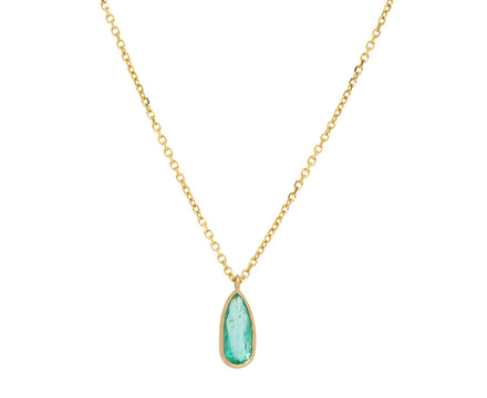 Teardrop Colombian Emerald Pendant Necklace