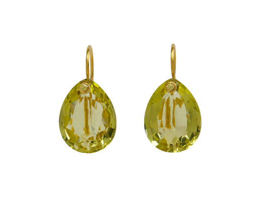 Lemon Quartz and Yellow Sapphire Teardrop Earrings