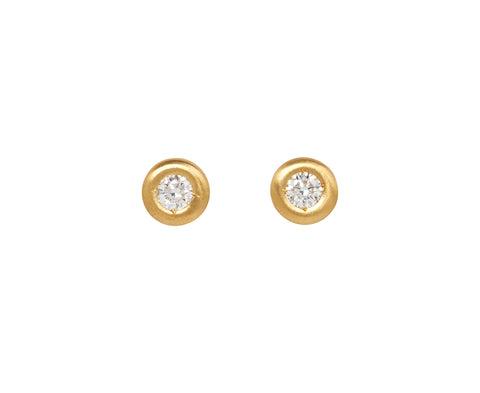 Puff Solitaire Diamond Stud Earrings