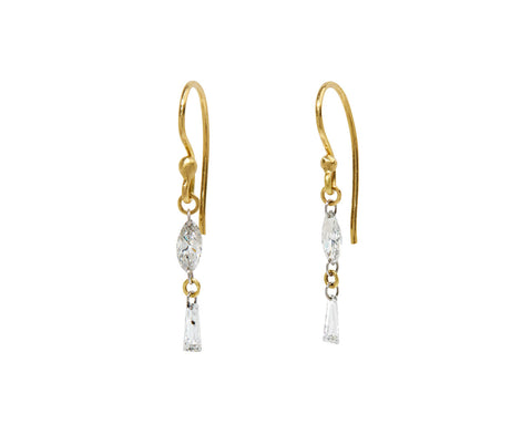 Marquise and Tapered Baguette Diamond Earrings