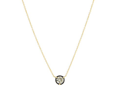 Blackened Round Diamond Pendant Necklace