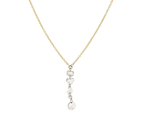 Mixed Rose Cut Diamond Dangling Pendant Necklace