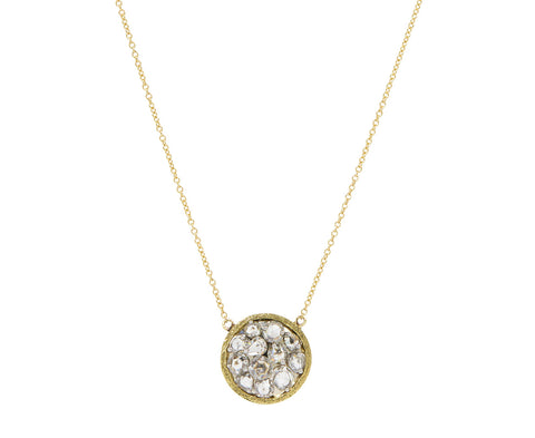 Round Rose Cut Diamond Pendant Necklace