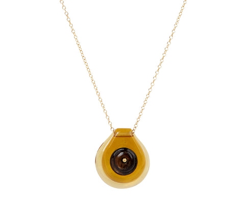 Citrine and Honey Sapphire Cut Stone Button Necklace