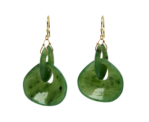 Small Green Jade Gong Earrings