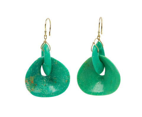 Small Green Turquoise Gong Earrings