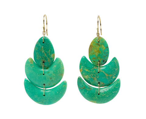 Green Turquoise Lotus Earrings