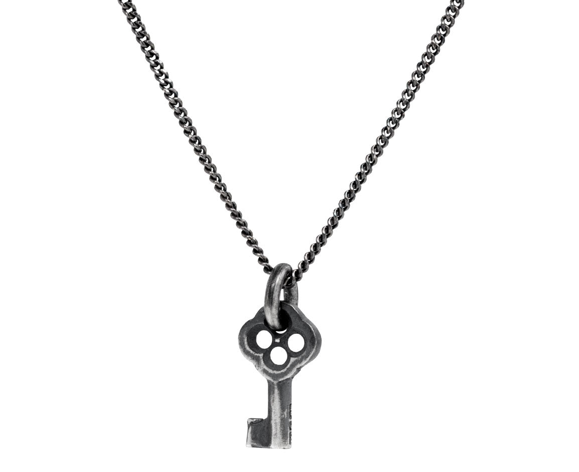 Head Lock & Key Pendant Necklace, Twist Chain Necklace, Minimal