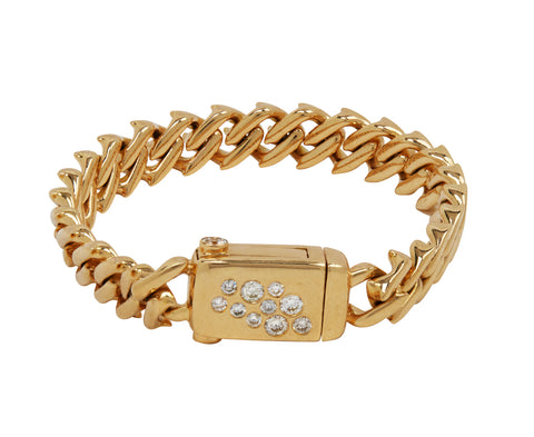 Curb Chain Bracelet with Diamond Clasp