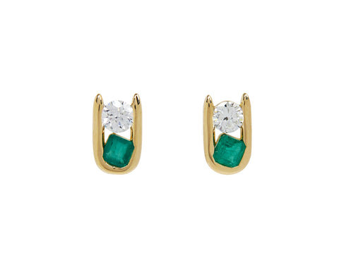 Emerald and Diamond Major Impact Stud Earrings