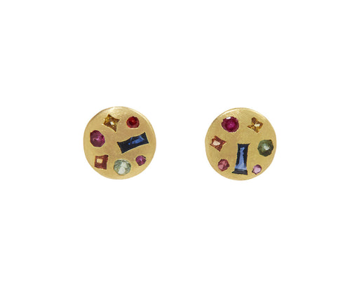 Harlequin Rainbow Sapphire Celeste Stud Earrings