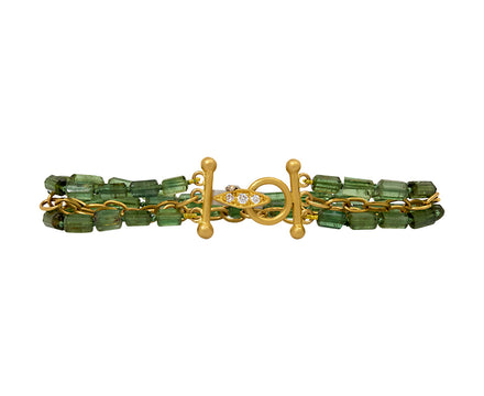 Green Tourmaline Beaded Carcassonne Mountain Chain Bracelet