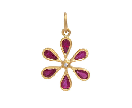 Ruby Flower Charm Pendant ONLY