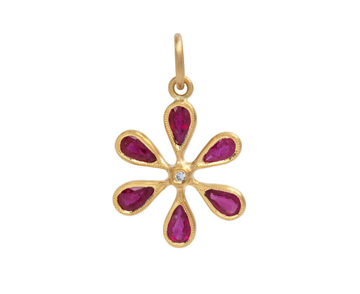 Ruby Flower Charm Pendant ONLY