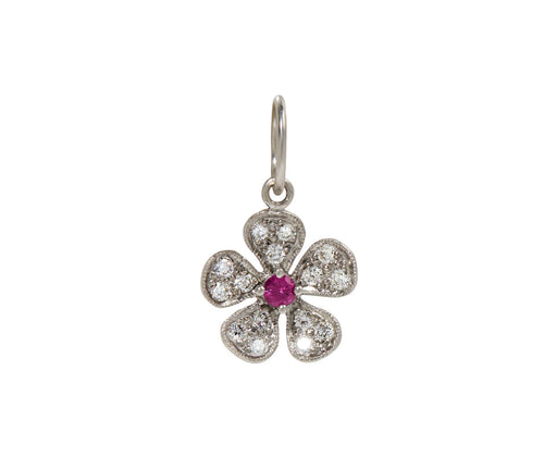 Diamond and Ruby Violet Charm Pendant ONLY