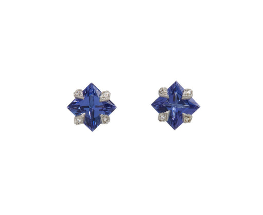 Tanzanite Square Thorn Post Earrings