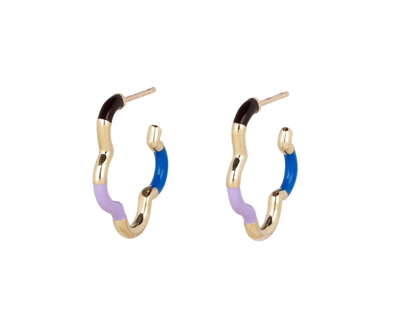 Bea Bongiasca Women's Iconic 9k Gold & Enamel Flower Hoop Earrings In Blue