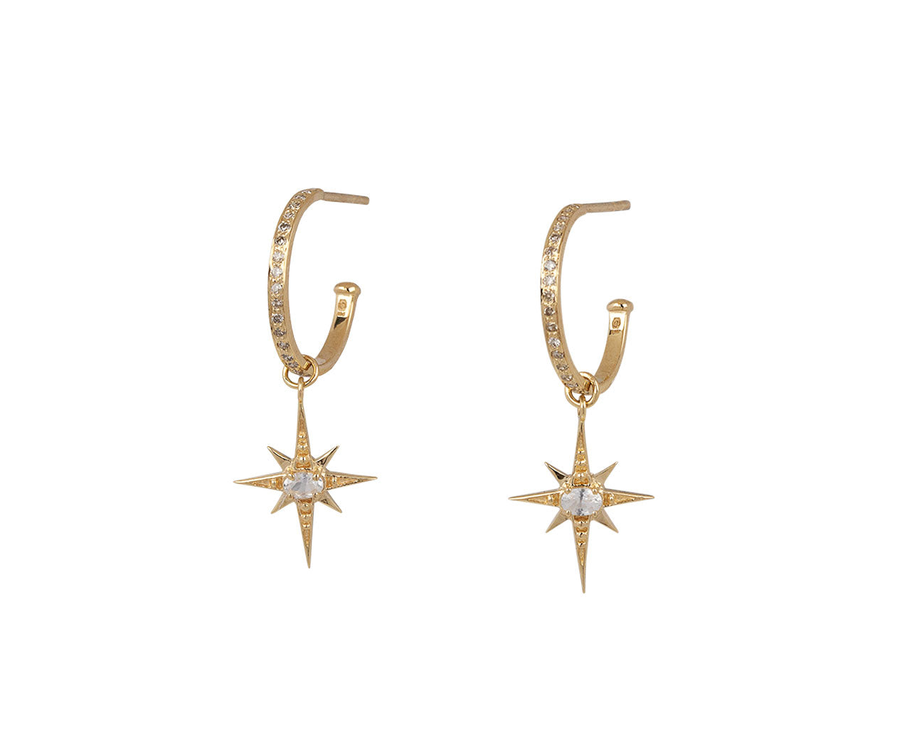 North Star & Diamonds Long Chain Earrings - Celine Daoust - Celine Daoust