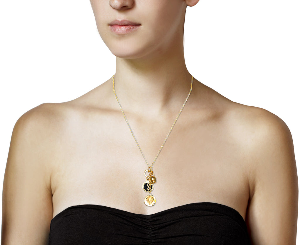 Color Blossom Medallion, Yellow Gold, White Gold, Onyx And Diamonds -  Jewelry - Collections