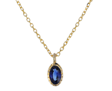 Oval Blue Sapphire Wisp Necklace