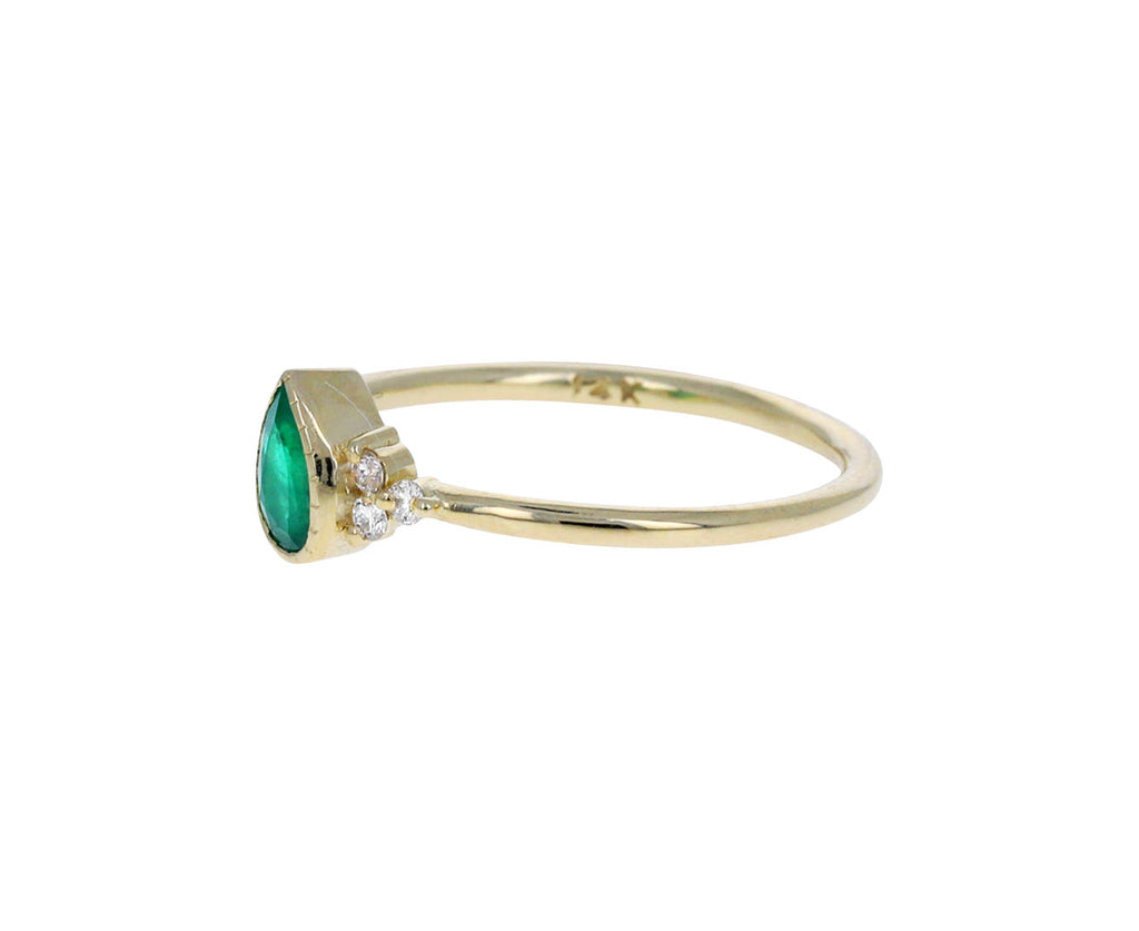 Pear Shaped Emerald Diamond Cluster Ring