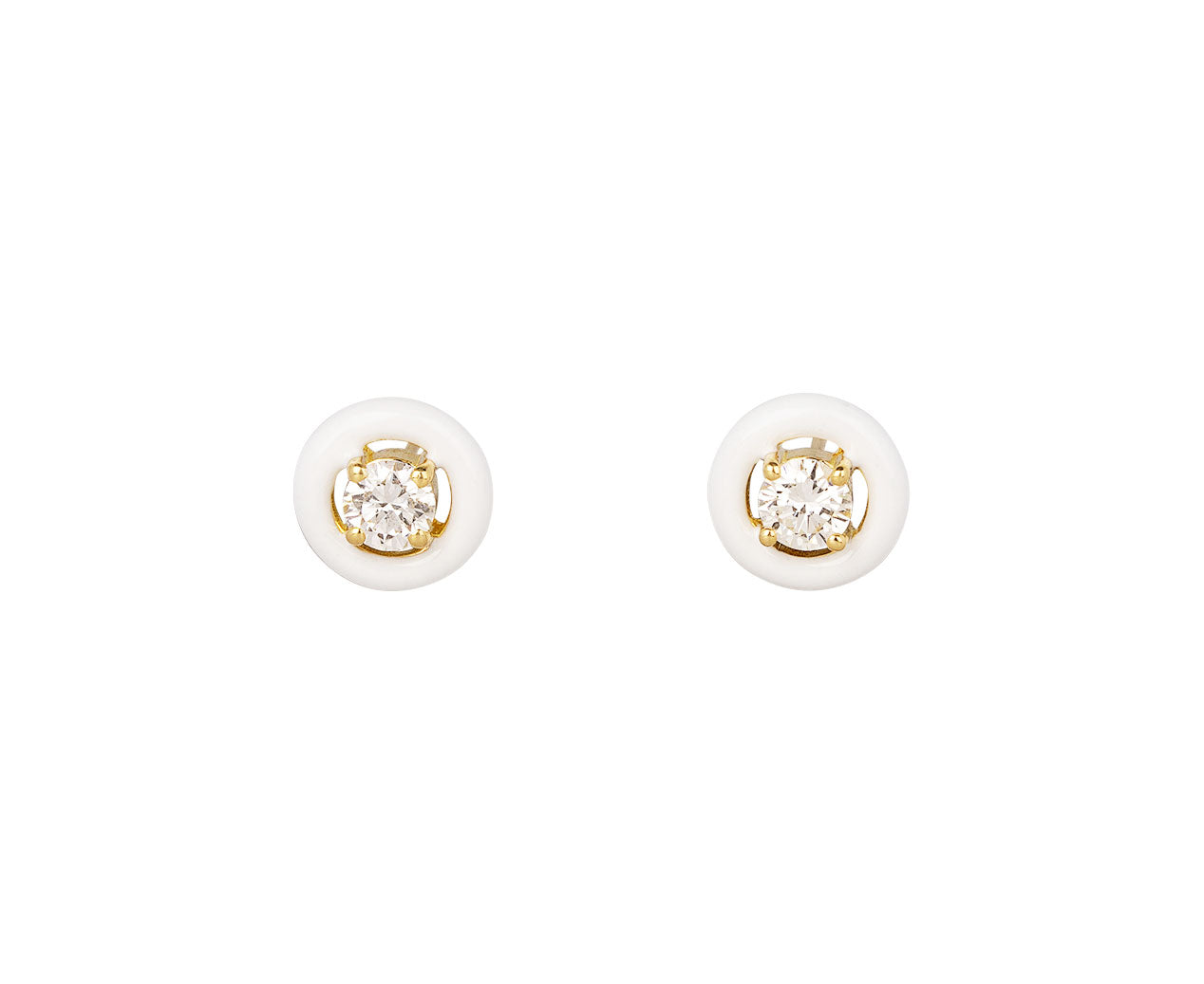 18kt white gold Elizabeth single stone diamond stud earrings
