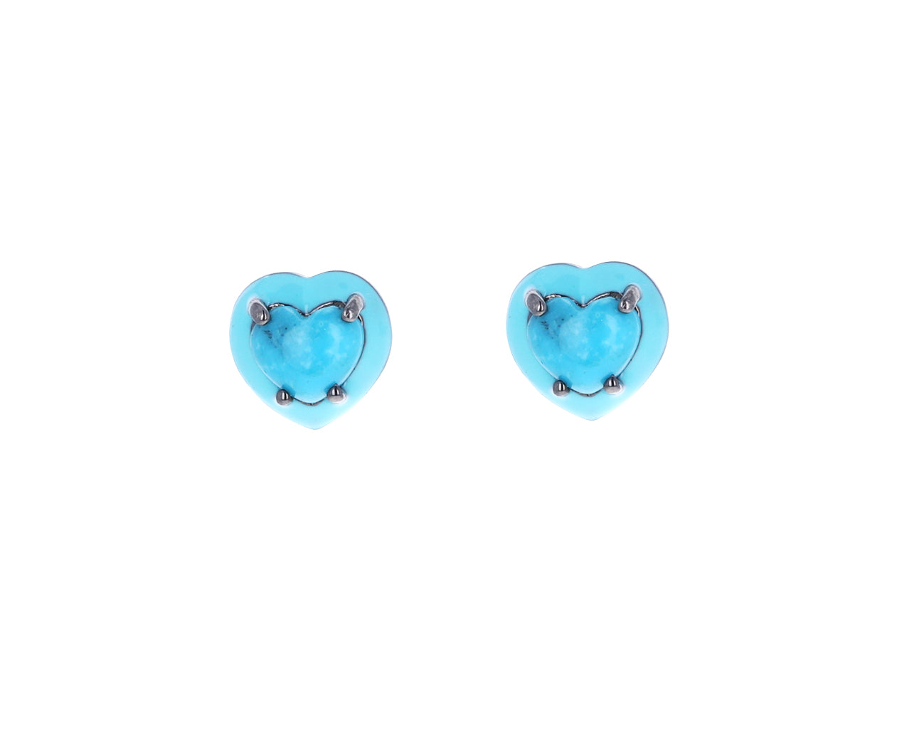 Return to Tiffany™ Love heart earrings in silver with enamel finish, mini.