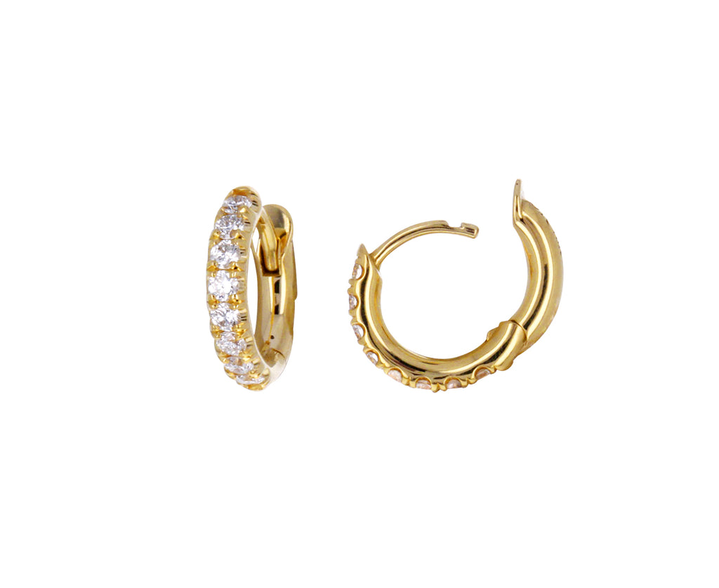 Spinelli Kilcollin Micro Hoop Pave Earrings in Metallic Gold