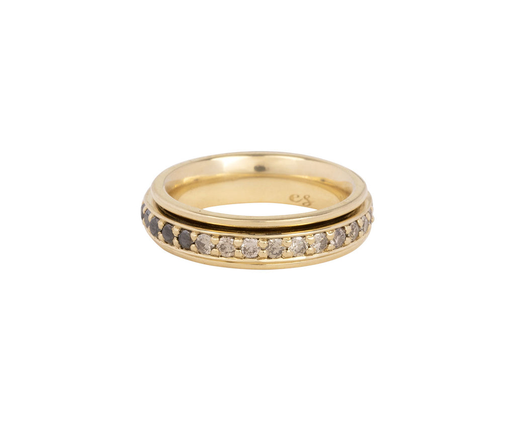 Solid Gold Textured Champagne Diamond Band – Lacee Alexandra
