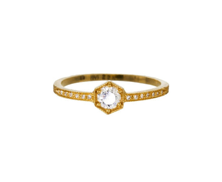 Gold Hexagonal Bezel Set Ring - TWISTonline 